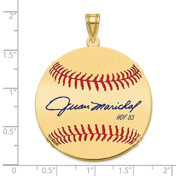 14K Gold Plated Juan Marichal Signature LG Enamel Baseball Pendant